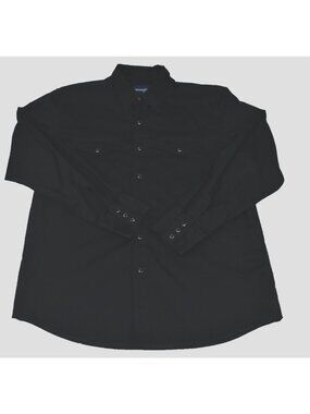 Wrangler  X Long Tails Mens Shirt Size XL Pearl Snap  Black Western Long Sleeve
